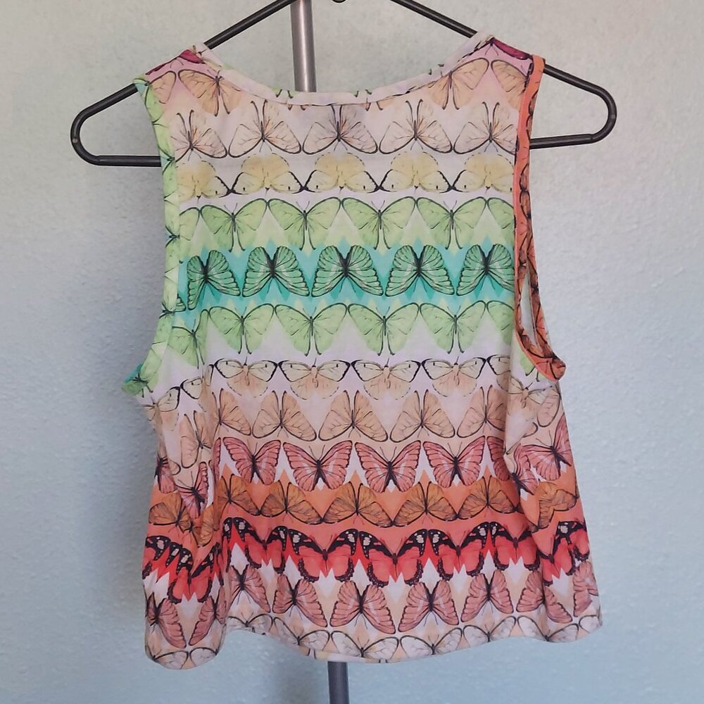 Adidas Originals x The Farm Company Butterfly Print Crop Tank Top - Size M - Picture 4 of 5